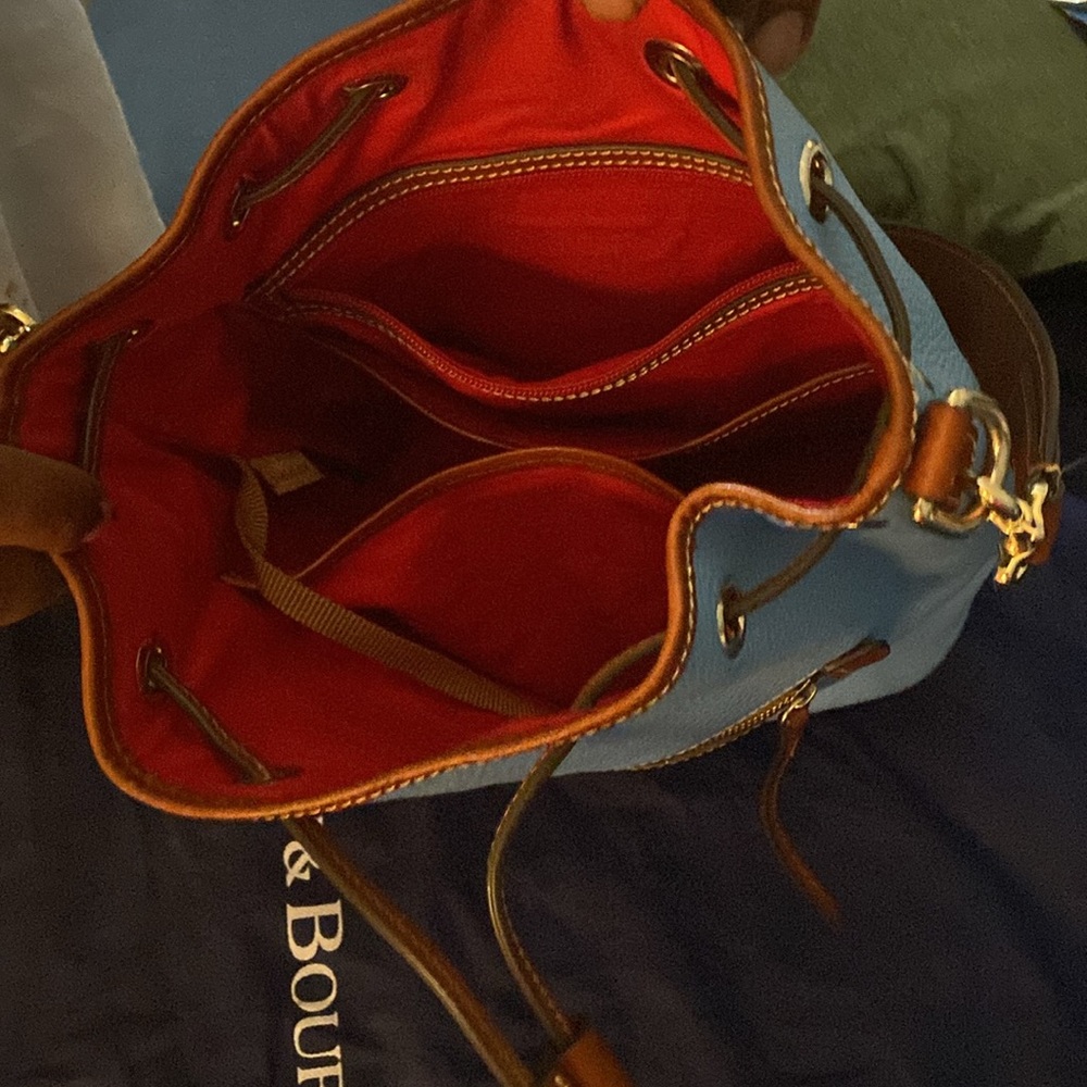 Dooney & Bourke Blue Leather draw string pebble grain - Picture 2 of 3